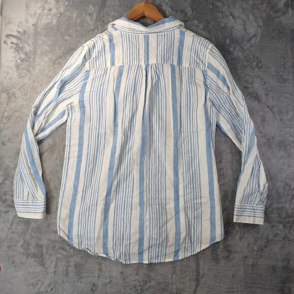 Blue Ivory Per Se Women's M Button Up‎ Long Sleeve Casual Boho Bohemian Shirt - Picture 4 of 8